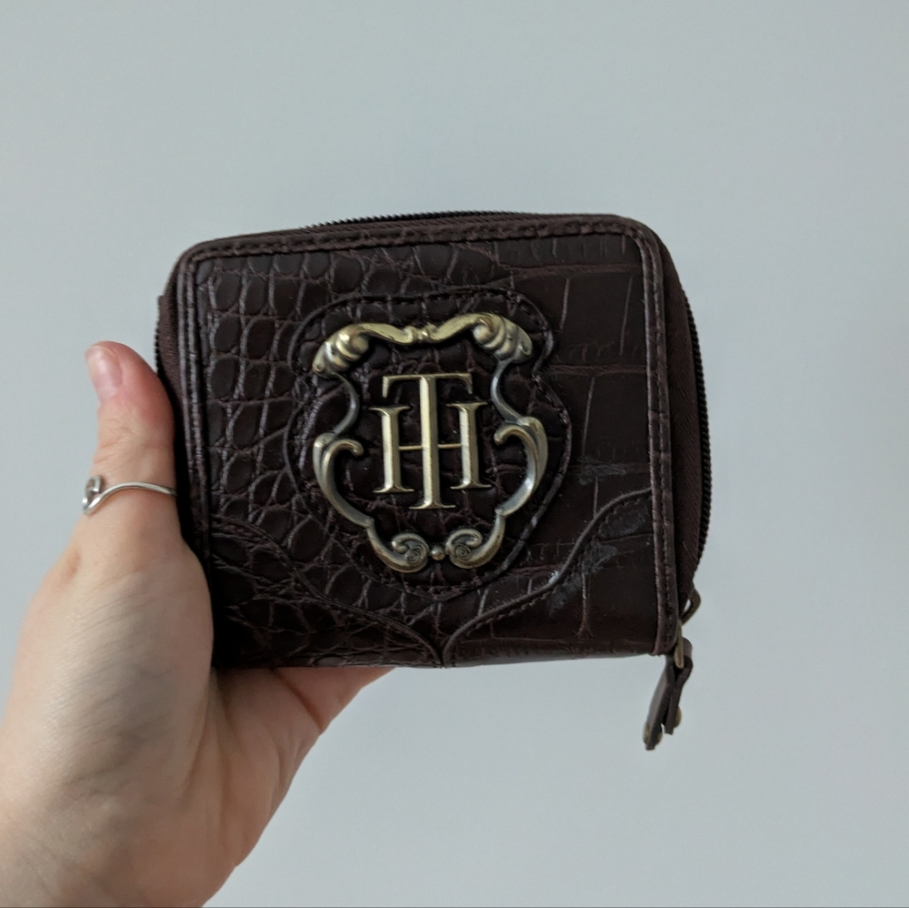 Tommy Hilfiger Dark Brown Croc-Embossed Wallet